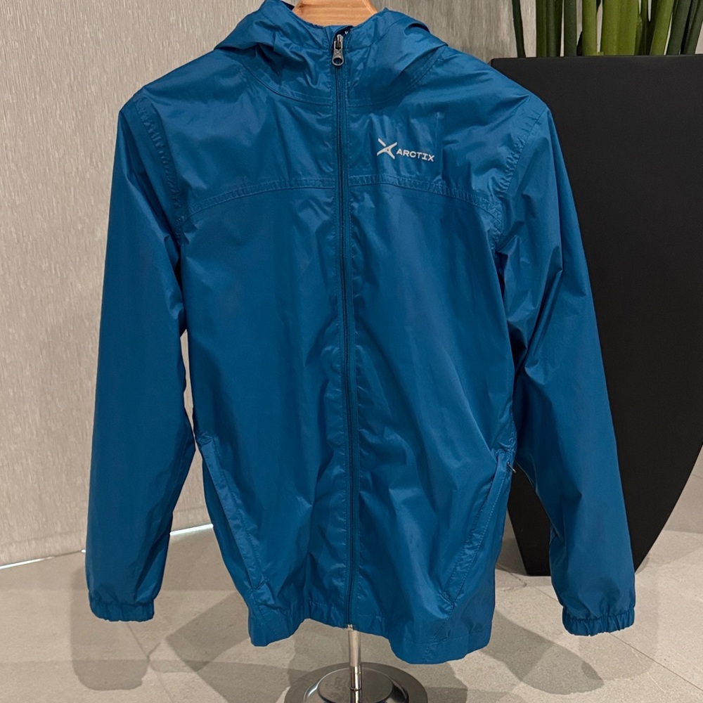 Arctix Teal Blue Hooded Shell Jacket large Seaport color Rain coat